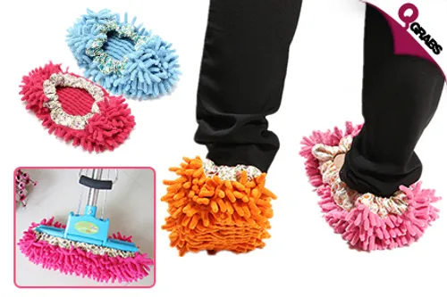 From QR15 Clean Easier with Dust Mop Slippers - Choose from 4 Bright Colors! (Up to QR280 Value)